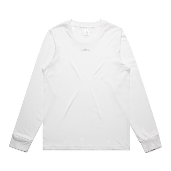 Quiet Long-Sleeve tee- White Thumbnail