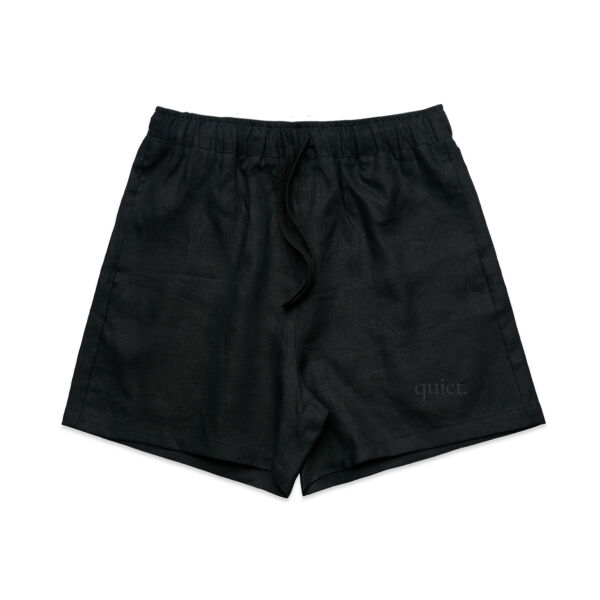 Logo Linen Shorts- Black Thumbnail