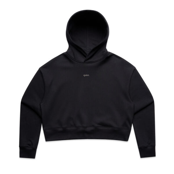 Quiet Crop Hoodie - Black Thumbnail